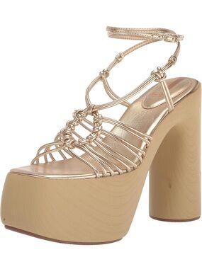 Sam Edelman Gold Strappy Platform Heels for Women